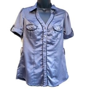 Heart Soul grey button up top